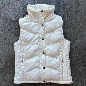 Kenneth Cole Reaction Down Puffer Vest Women’s Medium Ivory Quilted Zip Snap